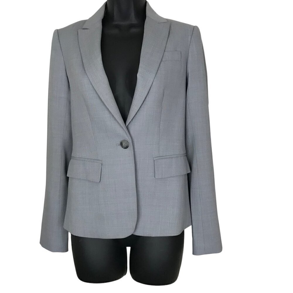 Theory Grey One Button Two Front Pockets Blazer Size 0